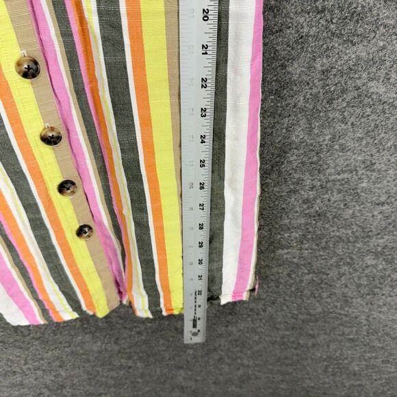 Loft Dress Women 2P Petite Yellow Striped Sheath Midi Button V-Neck Sleeveless - Picture 6 of 7